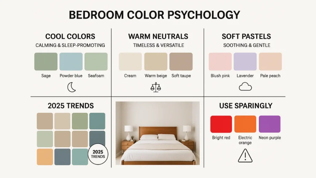 How to Choose the Perfect Bedsheet Set: Thread Count, Fabric and Design Guide 4 Bedroom color psychology guide showing best bedsheet colors for better sleep and relaxation