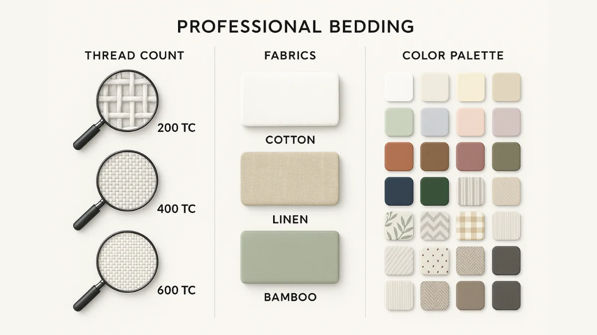 How to Choose the Perfect Bedsheet Set: Thread Count, Fabric and Design Guide 1 Complete guide to choosing bedsheet sets showing thread count, fabric types, and design options