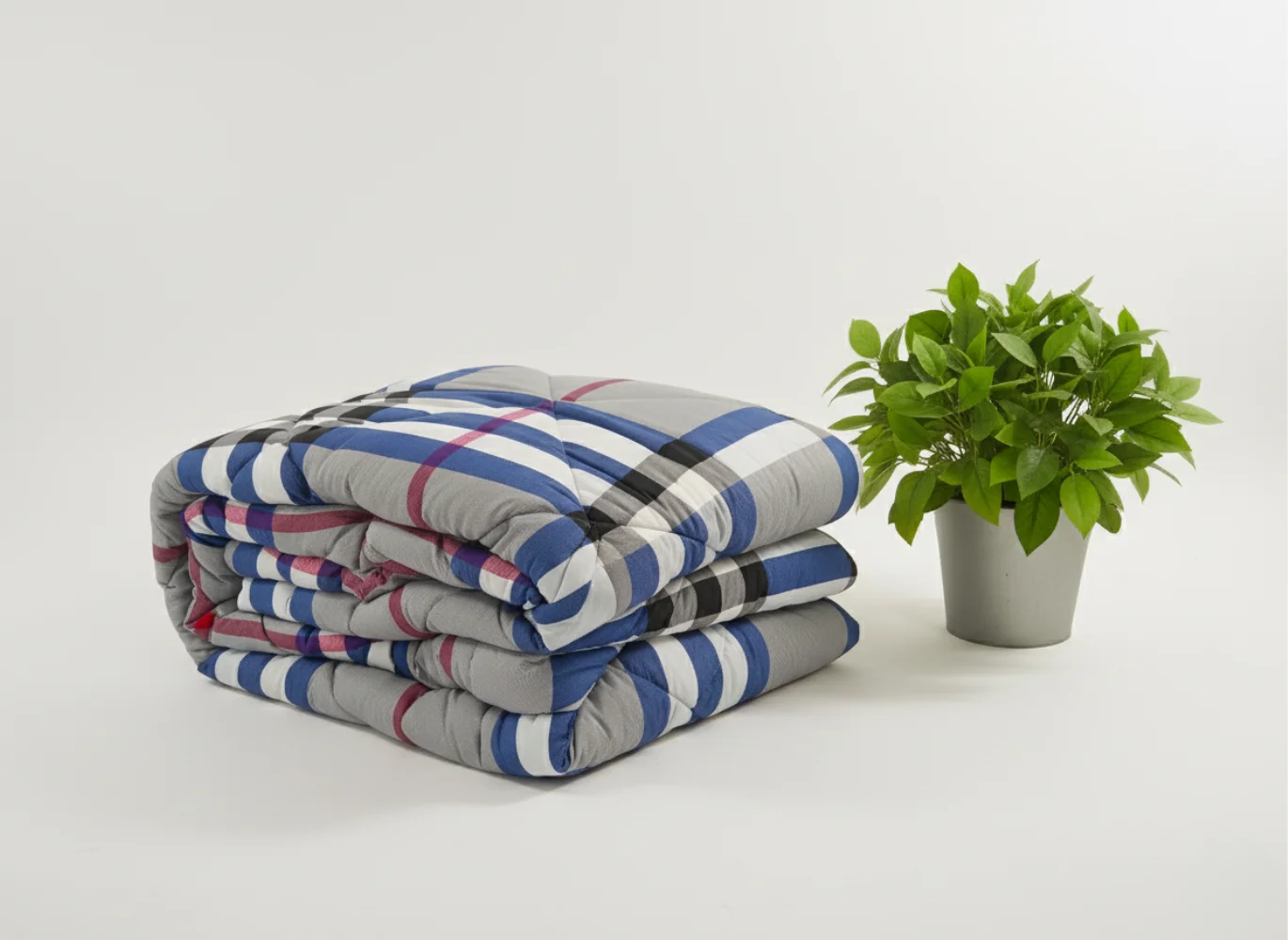 Blue Check Heavy Winter Quilt King Size 4.5KG Rajai By Vardhman Mills 2 Blue checked heavy winter quilt rajai in king size 4.5kg by Vardhman Mills with classic checkered pattern for warm comfort