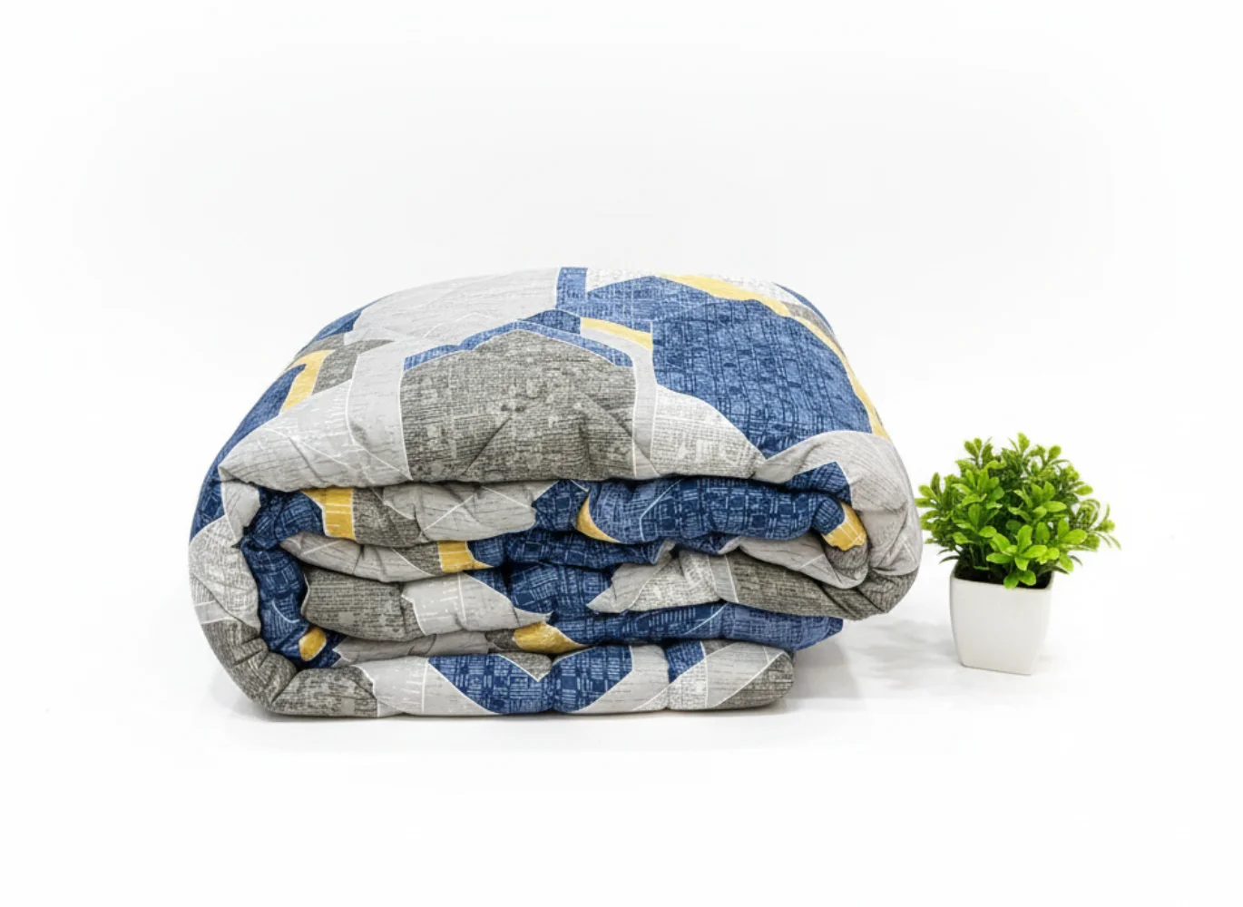 Blue Curved Geometric Heavy Winter Quilt King Size 4.5KG Rajai By Vardhman Mills 2 Blue curved geometric heavy winter quilt rajai in king size 4.5kg by Vardhman Mills featuring soft flowing pattern for warm comfort