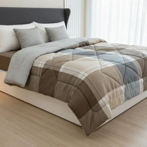 Brown check heavy winter quilt rajai king size 4.5kg with rustic plaid traditional pattern by Vardhman Mills