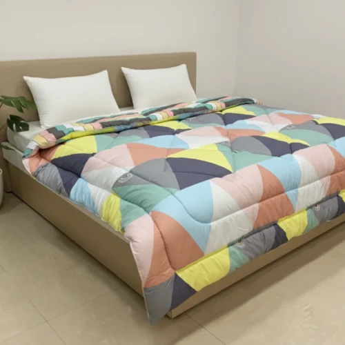 Pastel scallop heavy winter quilt rajai king size 4.5kg with multi-color wave pattern by Vardhman Mills