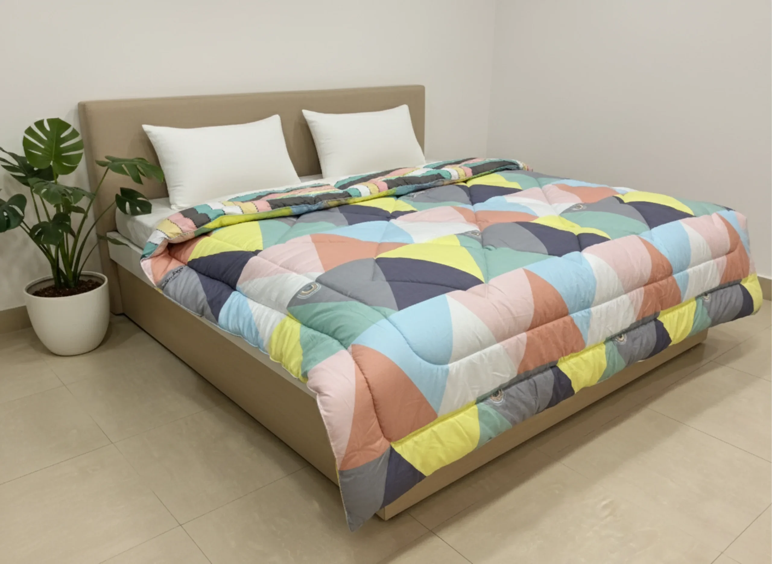 Pastel Scallop Heavy Winter Quilt King Size 4.5KG Rajai By Vardhman Mills 1 Pastel scallop heavy winter quilt rajai king size 4.5kg with multi-color wave pattern by Vardhman Mills