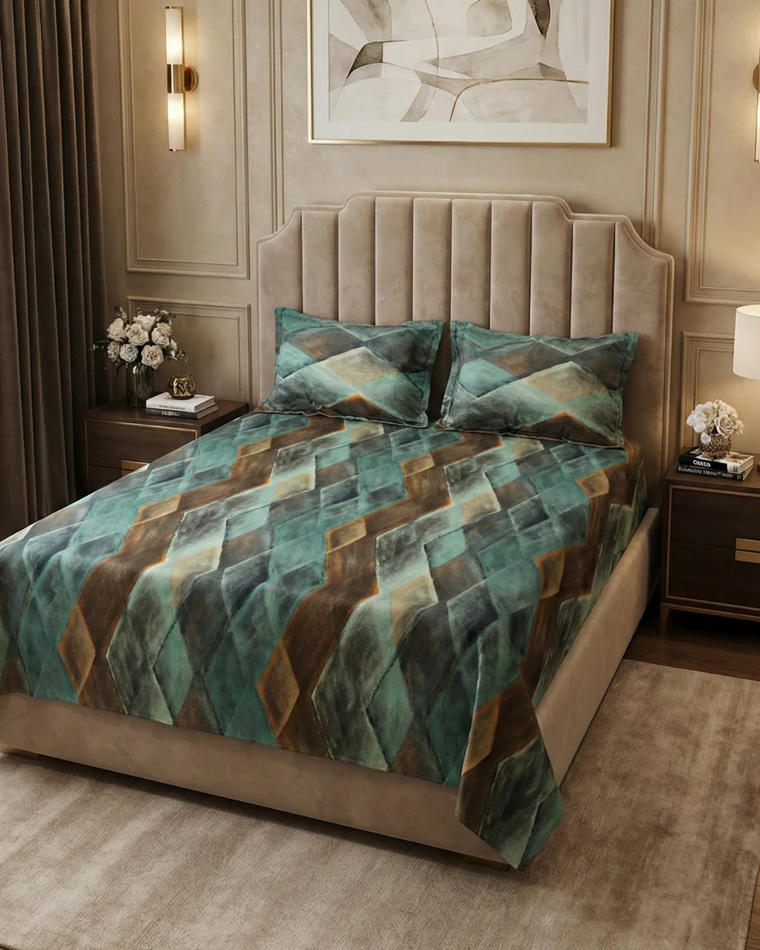 digital-print-bedsheet-cotton-teal-chevron