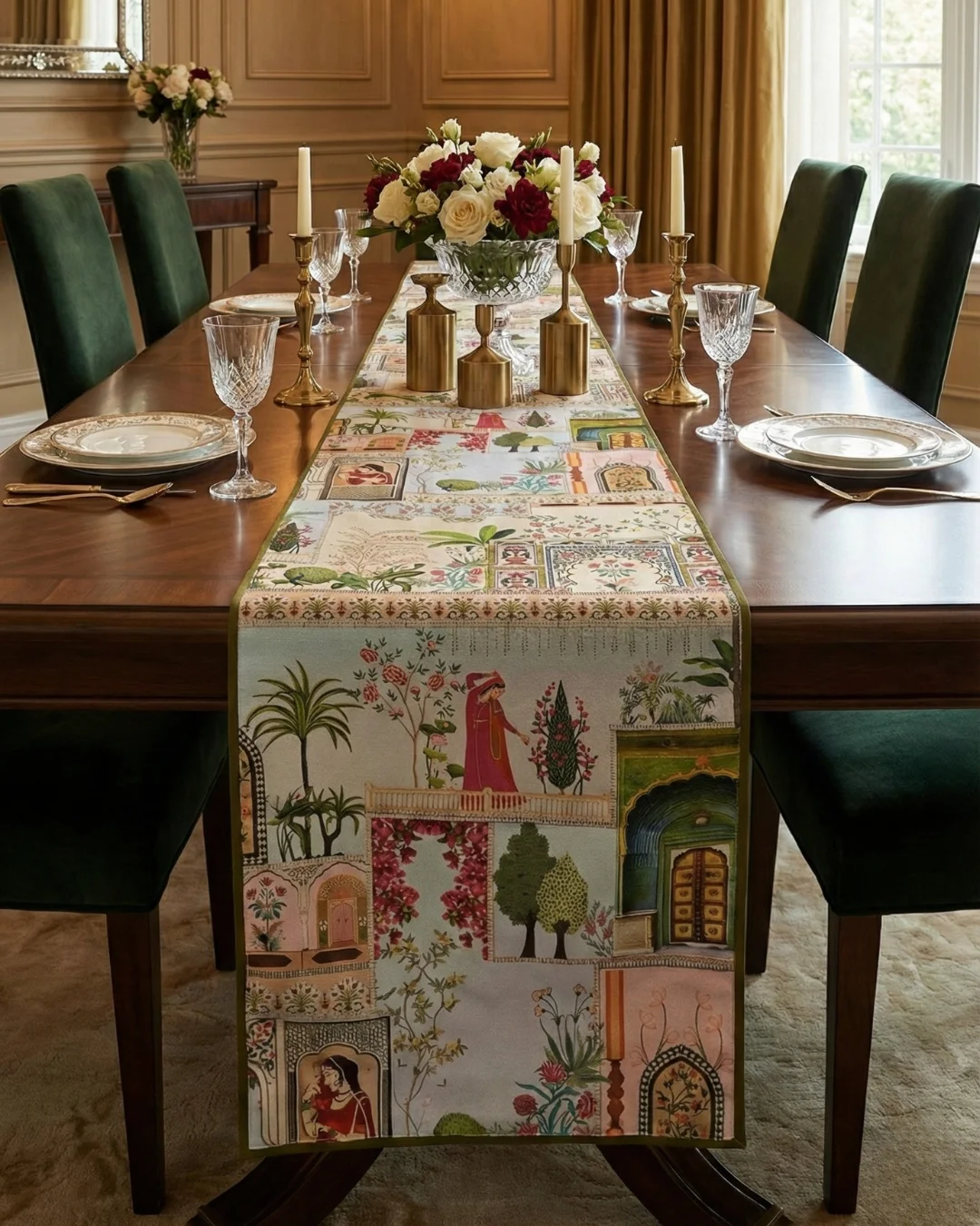 mughal-courtyard-panel-digital-print-table-runner