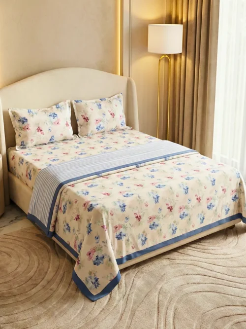 Ultimate Cotton Dohar Buying Guide 2026: How to Choose the Right One 4 Meadow Bloom cotton dohar blanket on double bed – 100% cotton 3-layer reversible dohar by Vardhman Mills