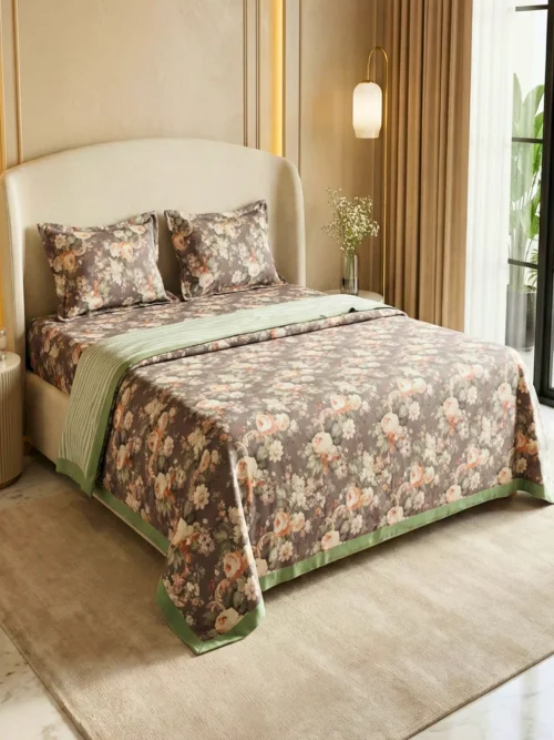 Ultimate Cotton Dohar Buying Guide 2026: How to Choose the Right One 6 Midnight Peony cotton dohar for summer on double bed – 100% cotton 3-layer reversible dohar by Vardhman Mills