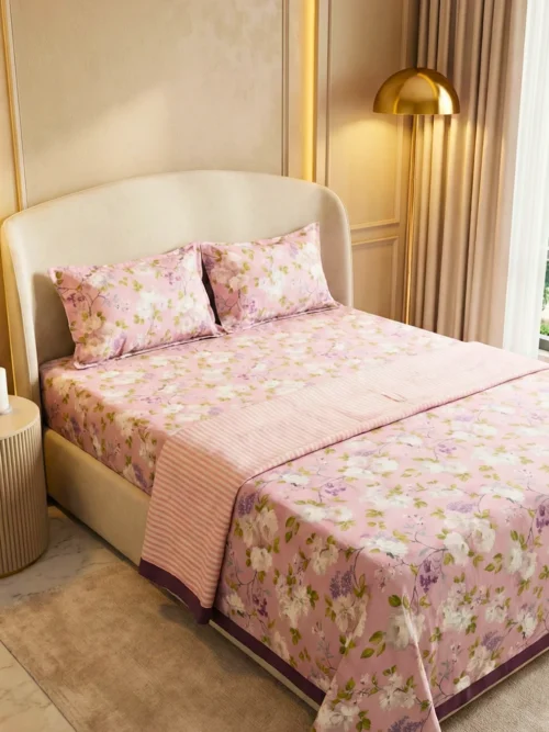 Rose Garden cotton dohar double bed – 100% cotton 3-layer reversible dohar by Vardhman Mills
