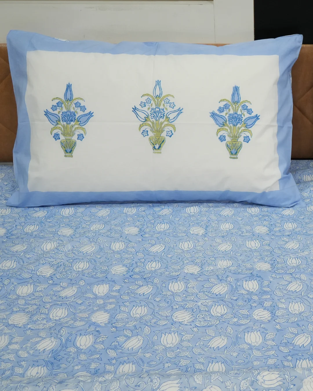 Blue Lotus Jaipuri Razai | Hand Block Print | Hand Stitched 100% Cotton | Double & Single Bed 3 Blue Lotus Jaipuri Razai | Hand Block Print | Hand Stitched 100% Cotton | Double & Single Bed - Image 3